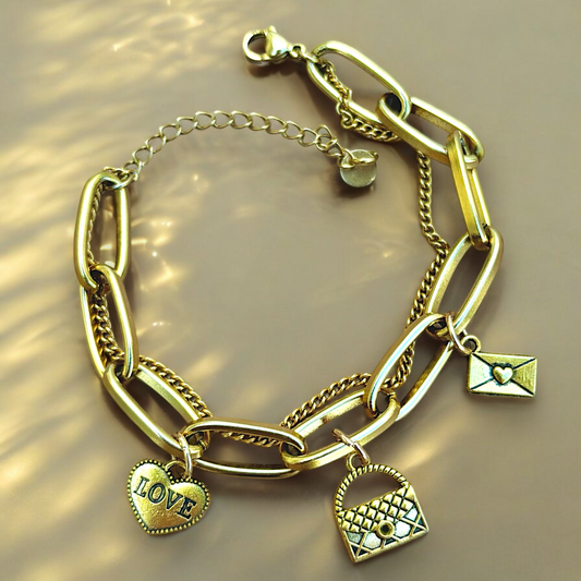 Pulseira Charme Carta de Amor